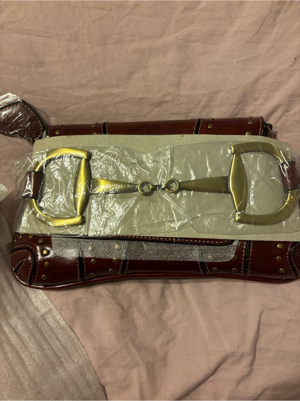 Vintage Rina Rich Brown Studded Leather Shoulder Bag - Picture 9 of 9